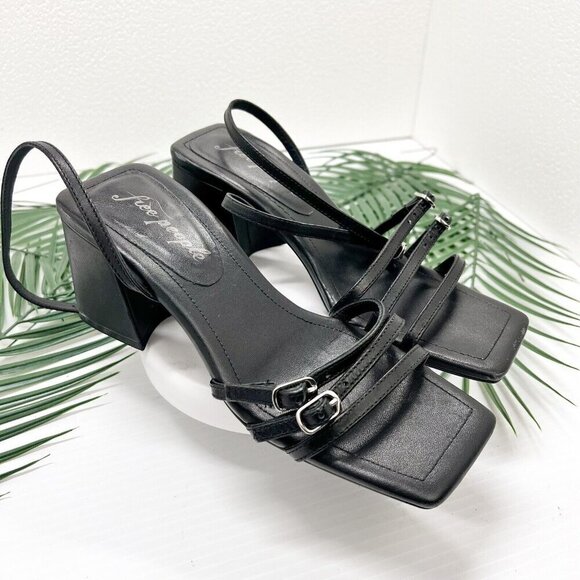 Free People Niki Black Leather Strappy Open Toe Ankle Strap Sandals Size 37 - Picture 2 of 13